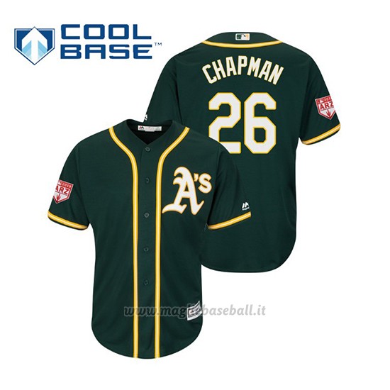 Maglia Baseball Uomo Oakland Athletics Matt Chapman Cool Base Entrenamiento De Primavera 2019 Verde